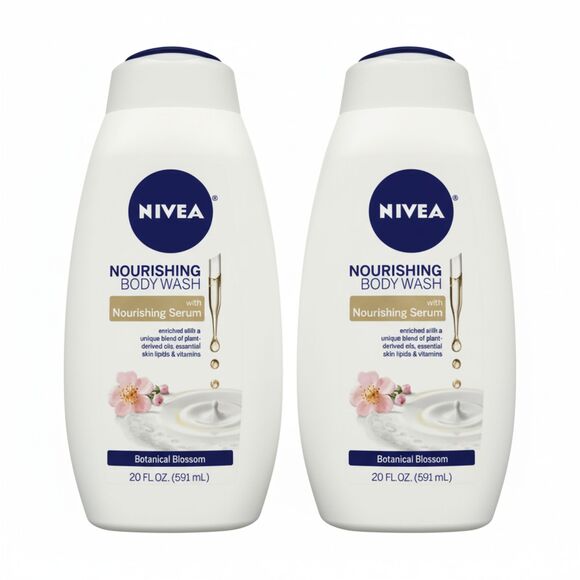 2-Pack NIVEA Botanical Blossom Nourishing Body Wash 20 fl oz with Serum New - Picture 1 of 4
